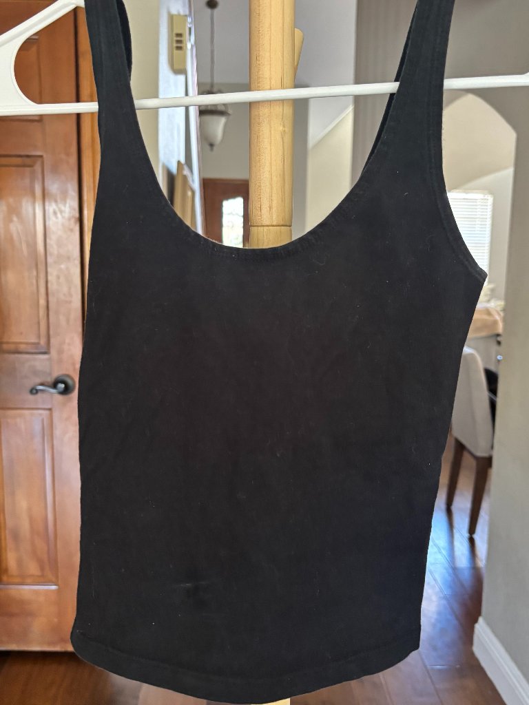Topshop Black Scoop Neck Crop Tank Top Wide Straps Size 2 Us Eur 34 Uk 6